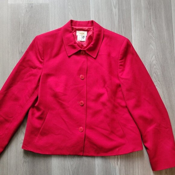 TALBOTS RED NEW WOOL LINED BLAZER JACKET SIZE 12 CAREER WORKWEAR - Picture 4 of 5
